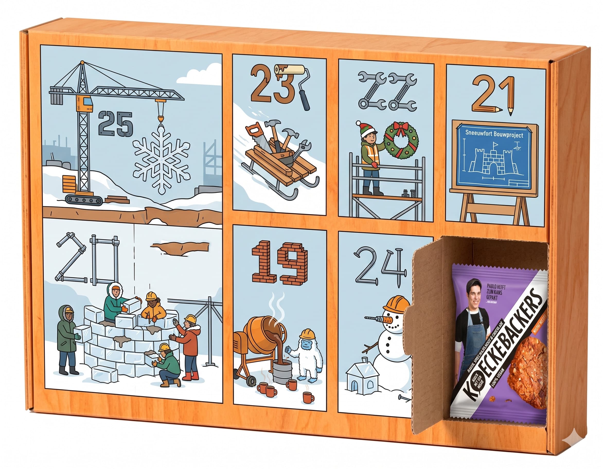 Adventskalender bedrijf in eigen huisstijl met gepersonaliseerde verpakking